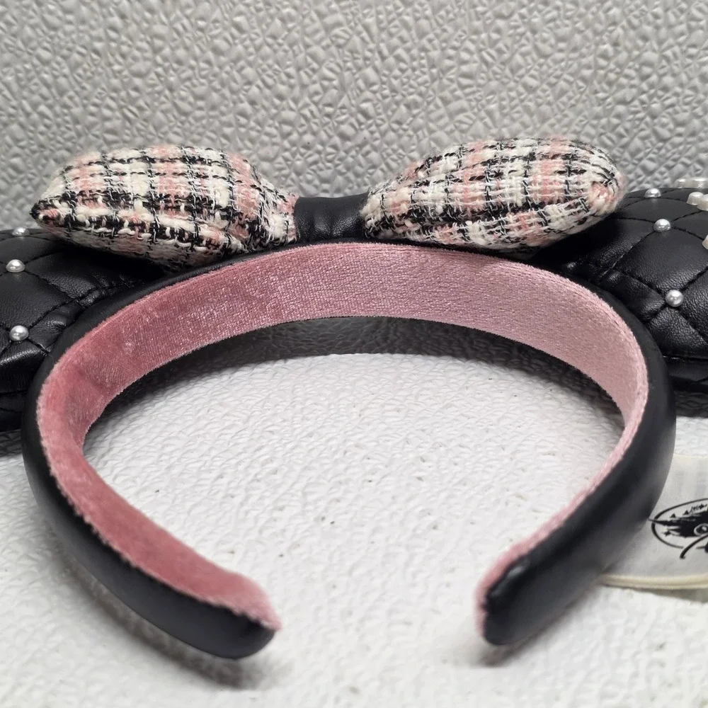 Disney Parks‎ Minnie Mouse Pearls Tweed Bow Ears Headband